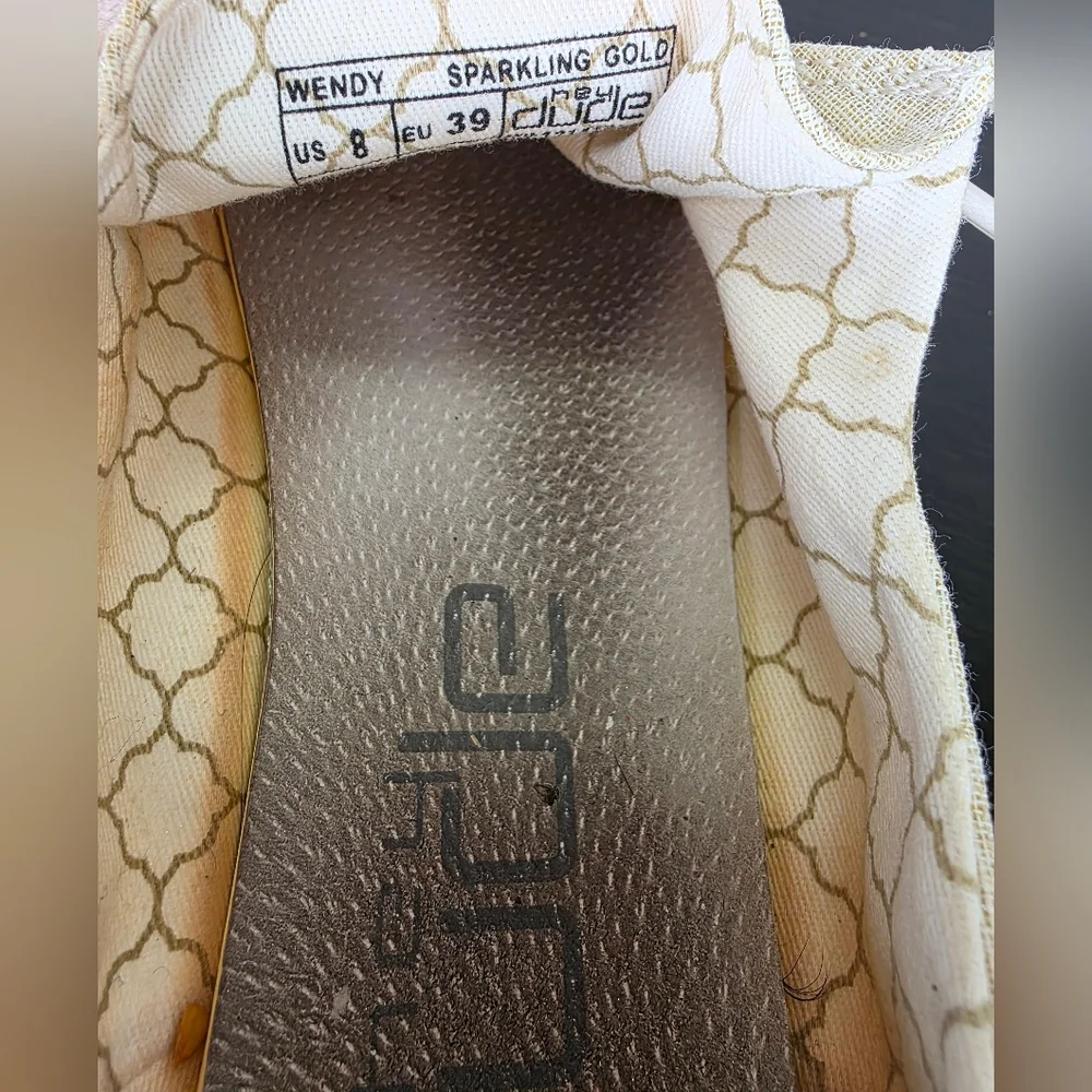 Hey Dude Wendy Sparkling Gold Women's Canvas Lightweight Shoes Loafers Size 8 - Picture 10 of 14